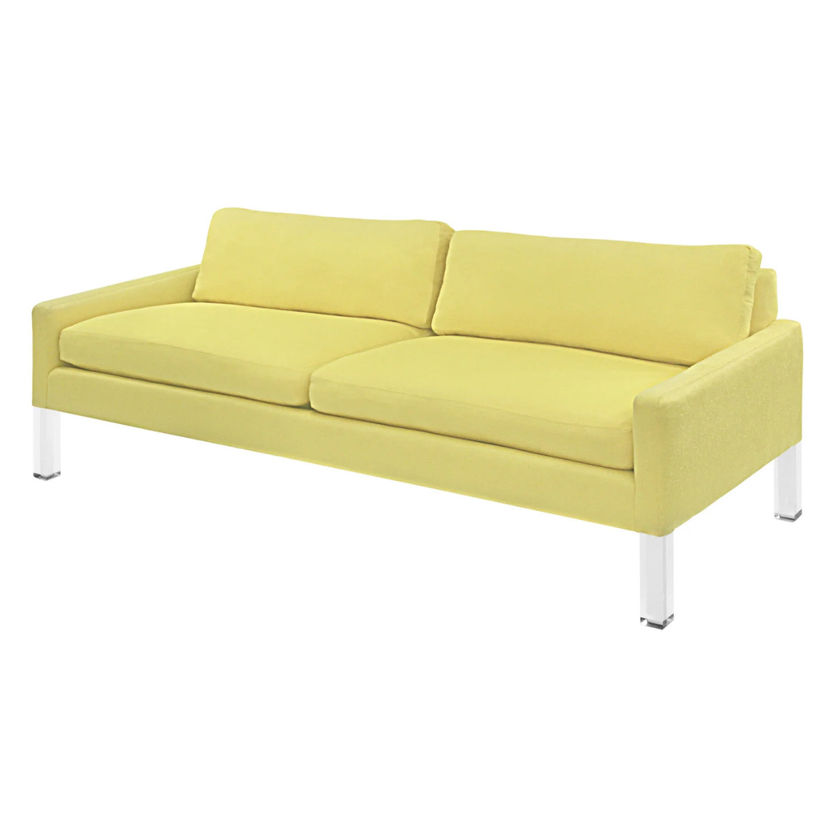 Chic Clean Line Sofa with Solid Lucite Legs 1970s