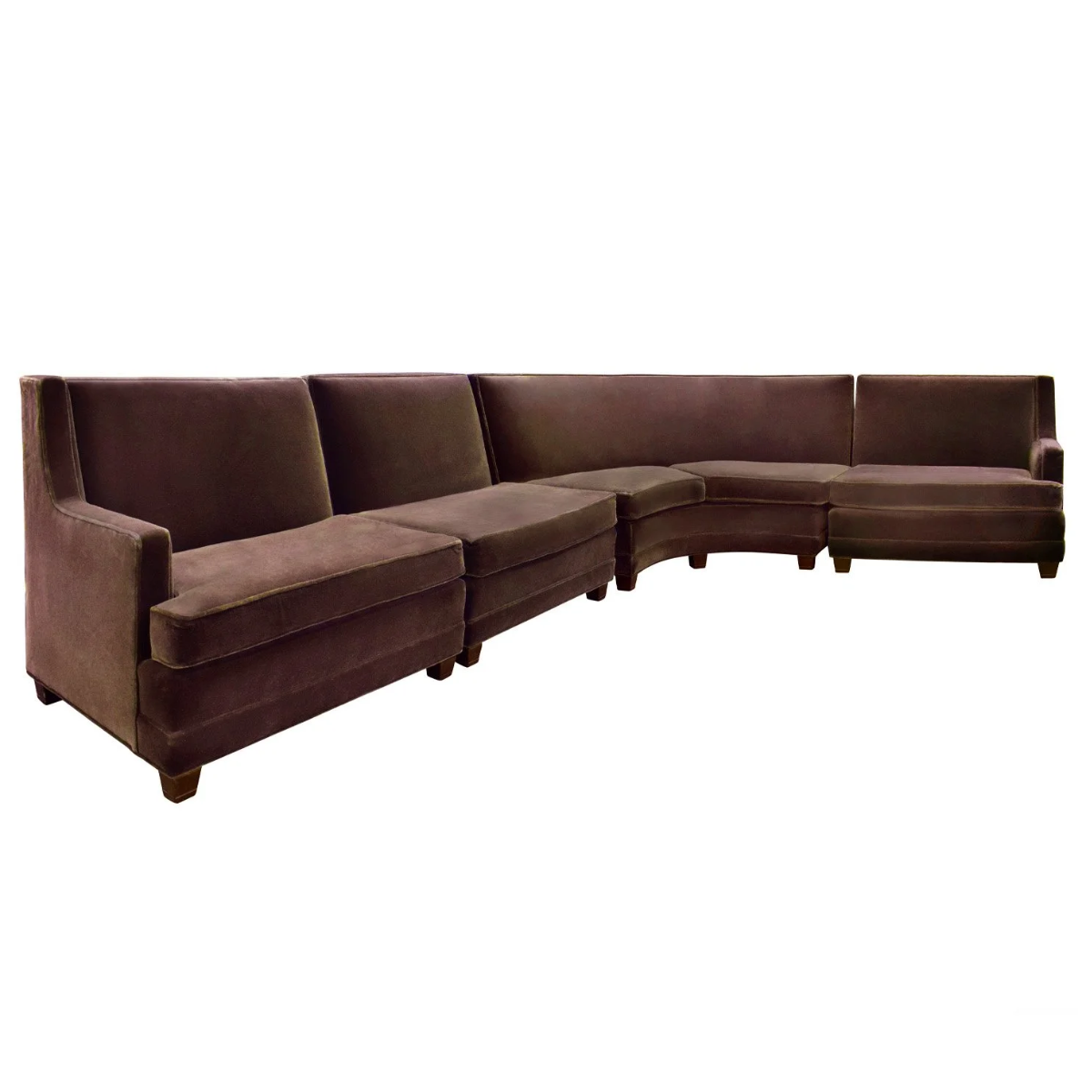 Elegant 4-Piece Modular Sofa in Mohair with Mahogany Legs 1940s