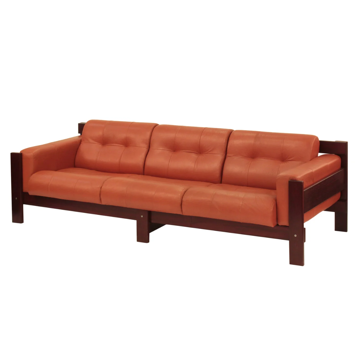 Percival Lafer Sofa in Rosewood with Glove Leather 1970s