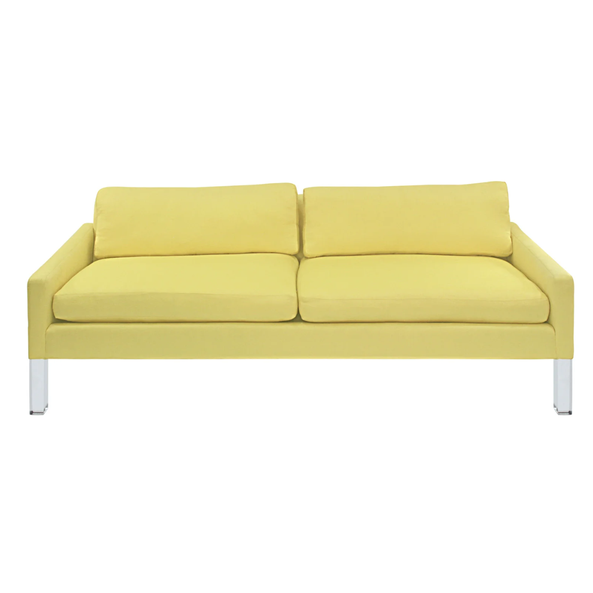 Chic Clean Line Sofa with Solid Lucite Legs 1970s