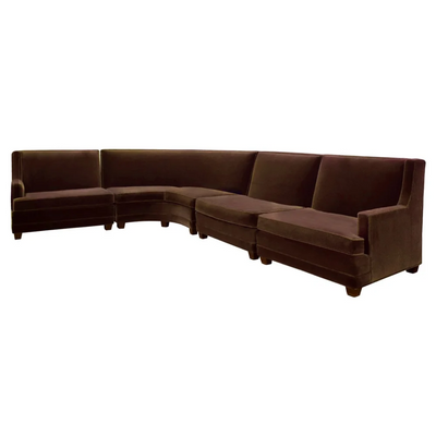 Elegant 4-Piece Modular Sofa in Mohair with Mahogany Legs 1940s