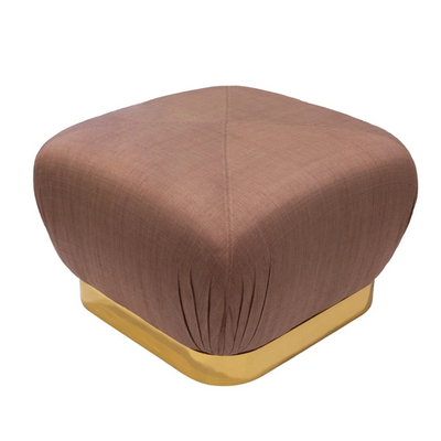 Karl Springer "Souffle Ottoman" with Brass Base and Silk Upholstery 1980s