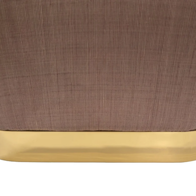 Karl Springer "Souffle Ottoman" with Brass Base and Silk Upholstery 1980s